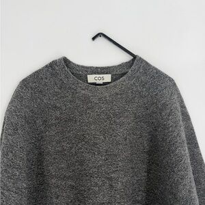 Cos Oversized Fit 100% Wool T-shirt Dress In Dark Gray